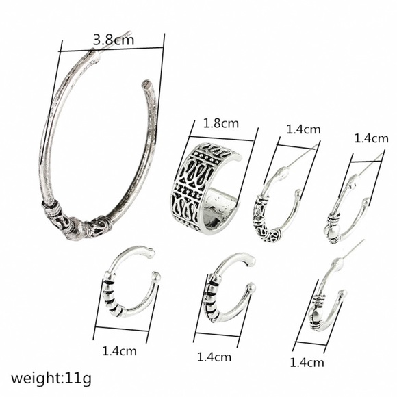 2/$20! 4 Boho 3/4 Hoop Earrings & 3 Ear Cuffs - Picture 6 of 8